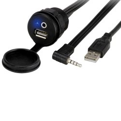 AUX & USB port til indbygning for eftermonteret radioer