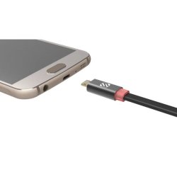 Flatout ladekabel Micro USB stik 25 cm - sort