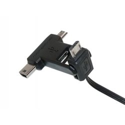 Sleeksync dobbelt ladekabel Mini & Micro USB til USB-A 93 cm - sort