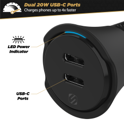 Powervolt dobbel hurtig billader 40 watt USB-C PD3.0 - sort