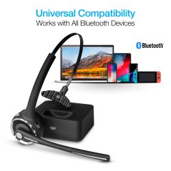 Naztech N980 BT headset m/ladestation - sort