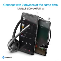 Naztech N980 BT headset m/ladestation - sort