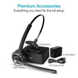 Naztech N980 BT headset m/ladestation - sort