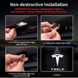 LED logo drlys - 2 stk. -passer til bde for og bag dre - Tesla 3/Y/S