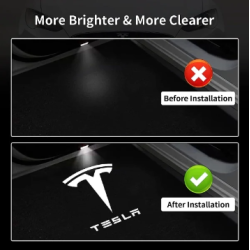 LED logo drlys - 2 stk. -passer til bde for og bag dre - Tesla 3/Y/S