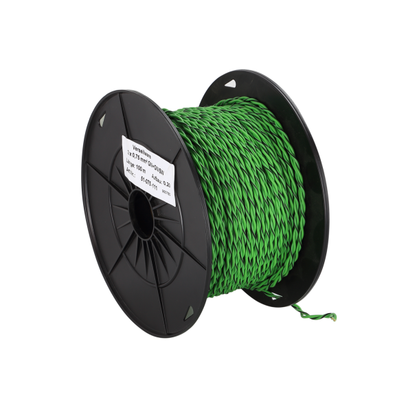 Hjttalerkabel snoet 2x0,75mm, grn og grn/sort, rulle 100m