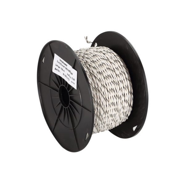 Hjttalerkabel snoet 2x0,75mm, hvid og hvid/sort, rulle 100m