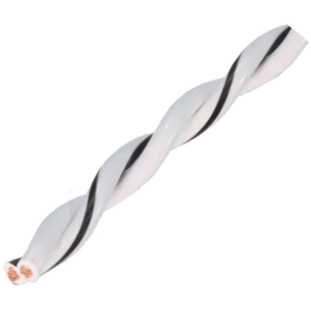 Hjttalerkabel snoet 2x1,5mm, hvid og hvid/sort, meterml