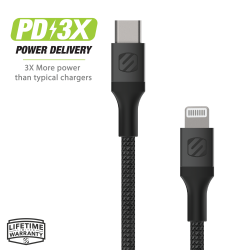 Strikeline Braided ladekabel lightning til USB-C - 240 cm - sort