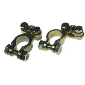 Batteri terminaler i messing - 2 stk.