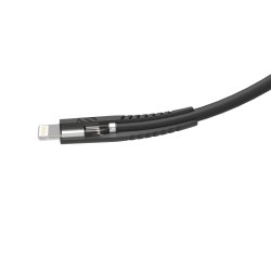 Strikeline Braided ladekabel lightning til USB-A - 120 cm - sort