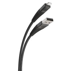 Strikeline Braided ladekabel lightning til USB-A - 120 cm - sort