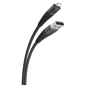 Strikeline Braided ladekabel lightning til USB-A - 120 cm - sort