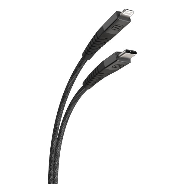 Strikeline Braided ladekabel lightning til USB-C - 240 cm - sort