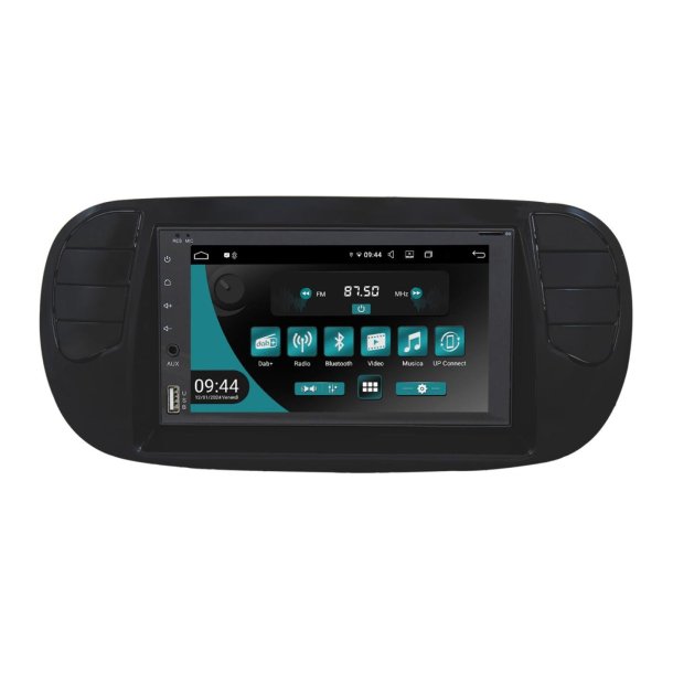 JF Sound android radio til Fiat 500 - 2007-2015 - mat sort interir