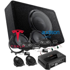 Tesla lydpakke til Model 3 og Y, for 3 vejs, center og subwoofer