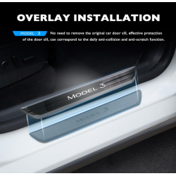 Indstigningslister med lys - sort brstet stl - Tesla 3