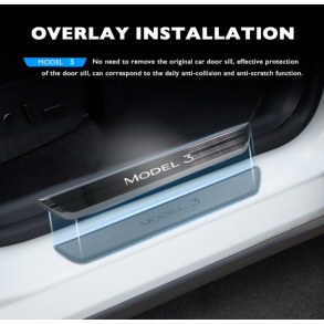 Indstigningslister med lys - sort brstet stl - Tesla 3