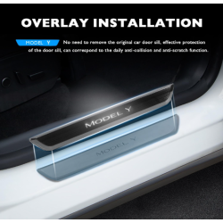 Indstigningslister med lys - sort brstet stl - Tesla Y