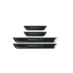 Indstigningslister med lys - sort brstet stl - Tesla Y