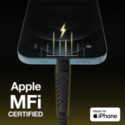 Strikeline Braided ladekabel lightning til USB-C - 240 cm - sort