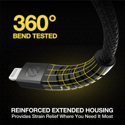 Strikeline Braided ladekabel lightning til USB-C - 240 cm - sort