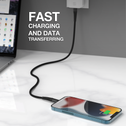 Strikeline Braided ladekabel lightning til USB-C - 120 cm - sort